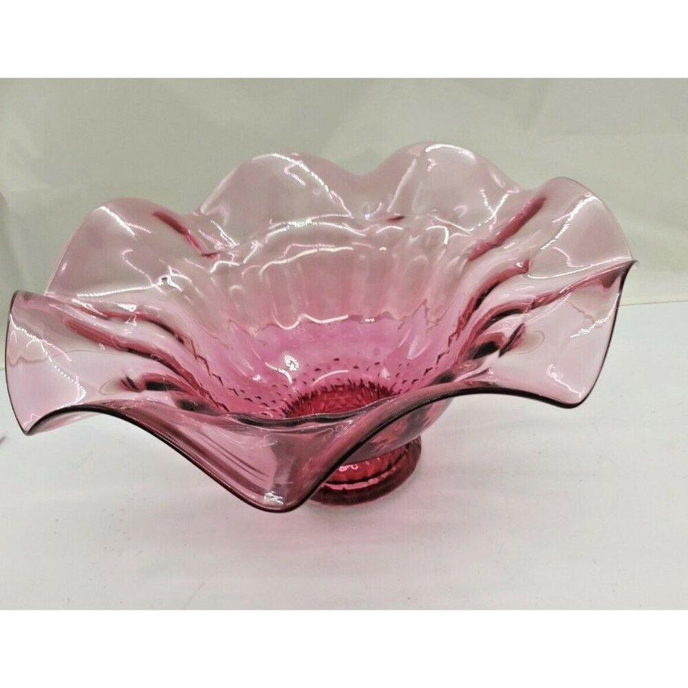 Anthony Rossi Rare Large Cranberry Art Glass Bowl Made In Canada 12 1/2"